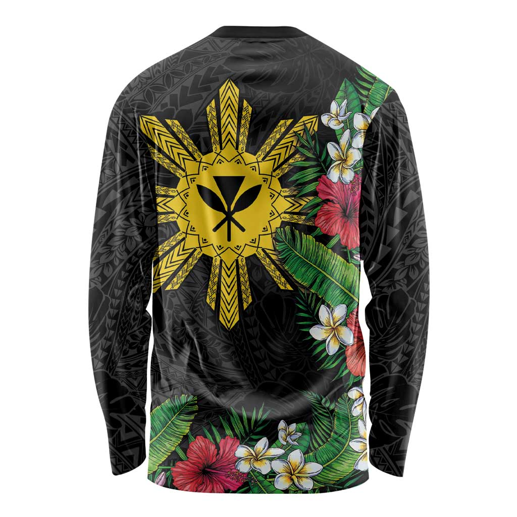 Tropical Hawaii and Philippines Long Sleeve Shirt Kanaka Maoli and Sun Badge Batok Tattoo Colorful LT03 - Polynesian Pride