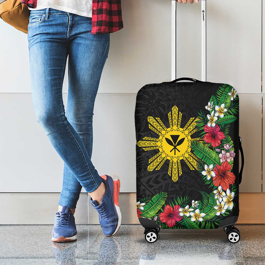 Tropical Hawaii and Philippines Luggage Cover Kanaka Maoli and Sun Badge Batok Tattoo Colorful LT03 - Polynesian Pride