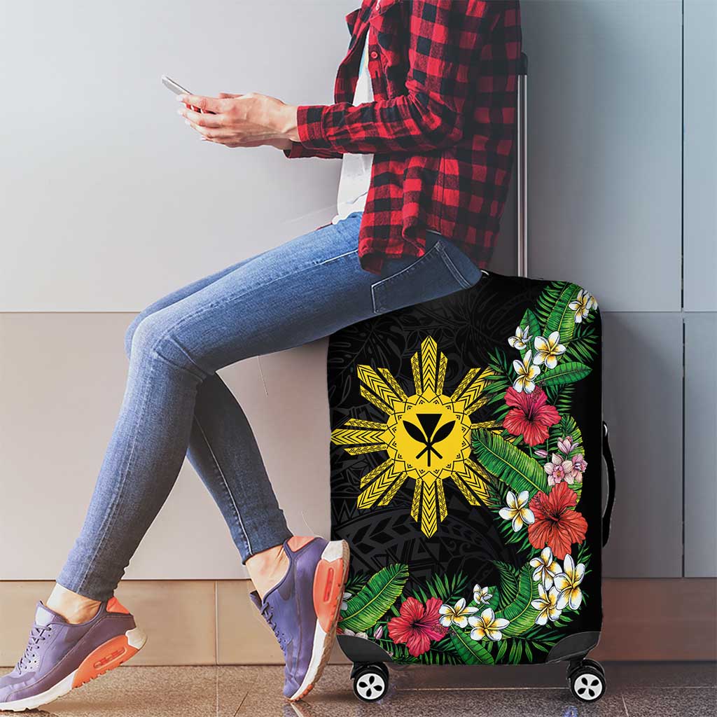 Tropical Hawaii and Philippines Luggage Cover Kanaka Maoli and Sun Badge Batok Tattoo Colorful LT03 - Polynesian Pride