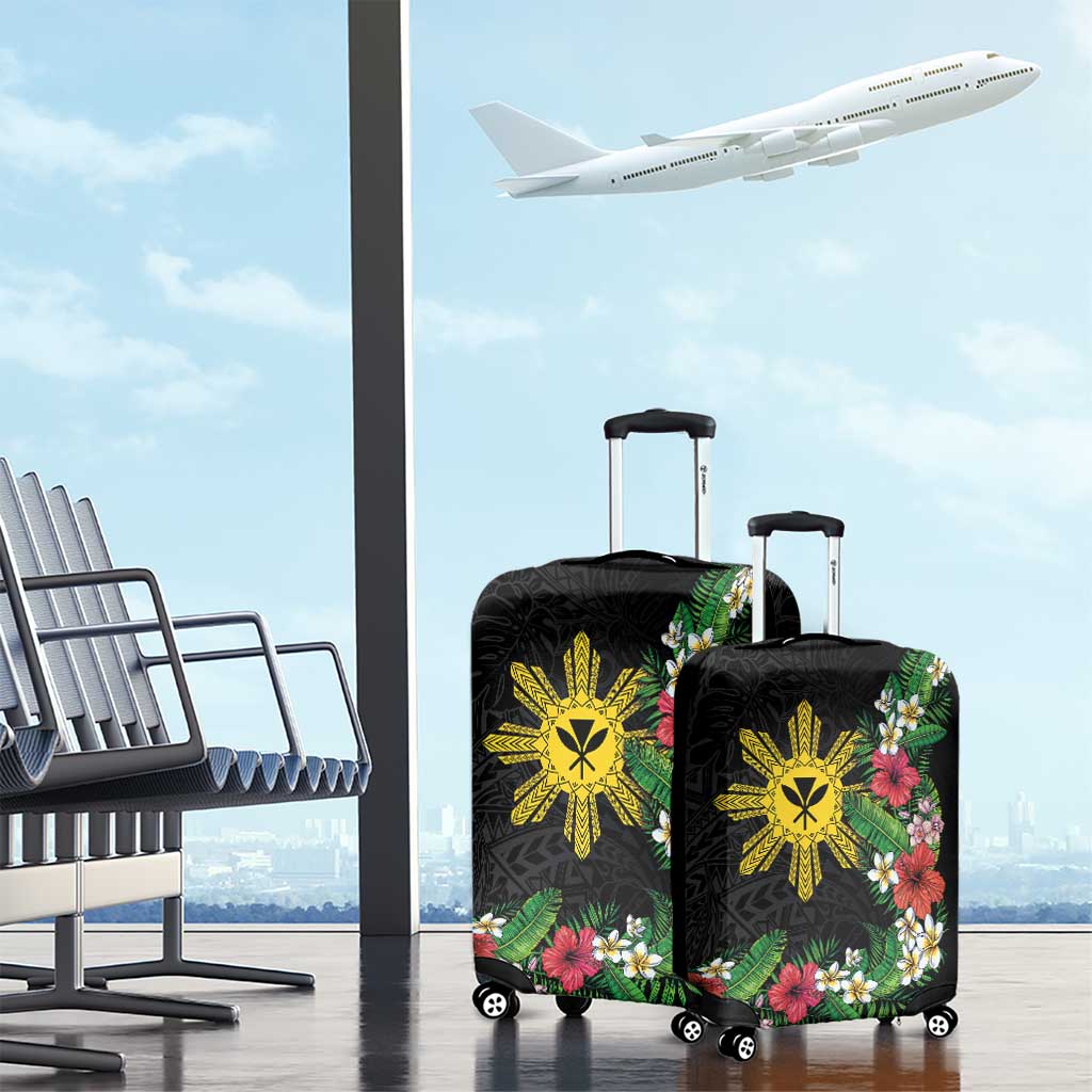 Tropical Hawaii and Philippines Luggage Cover Kanaka Maoli and Sun Badge Batok Tattoo Colorful LT03 - Polynesian Pride