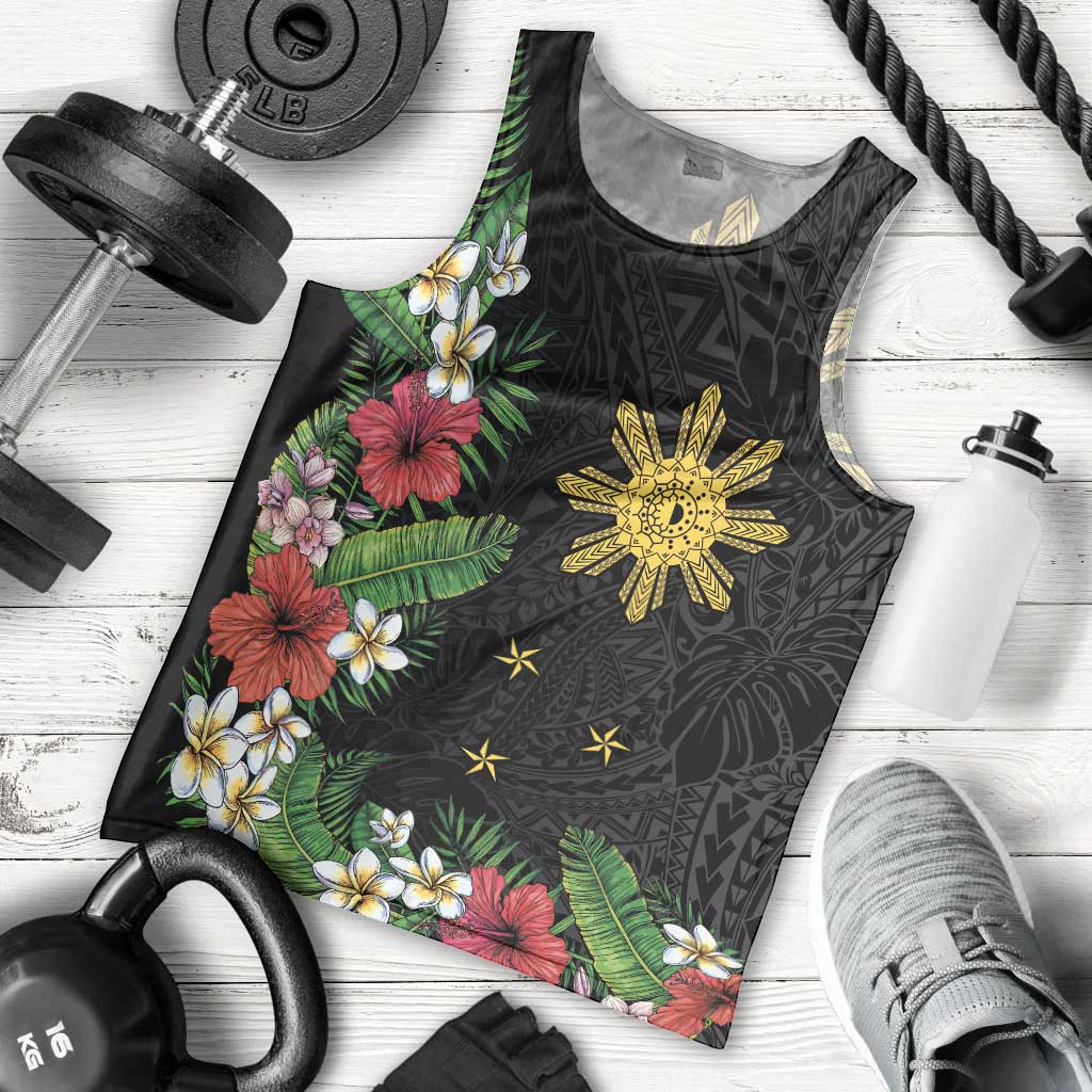 Tropical Hawaii and Philippines Men Tank Top Kanaka Maoli and Sun Badge Batok Tattoo Colorful LT03 - Polynesian Pride