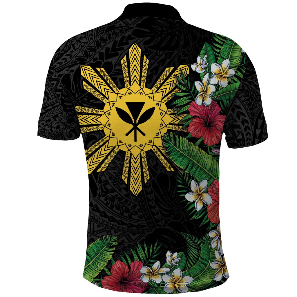 Tropical Hawaii and Philippines Polo Shirt Kanaka Maoli and Sun Badge Batok Tattoo Colorful LT03 - Polynesian Pride