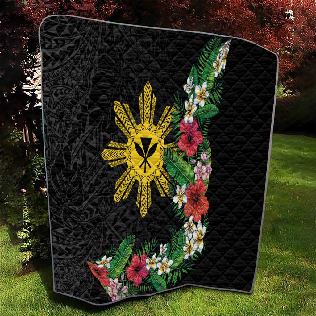 Tropical Hawaii and Philippines Quilt Kanaka Maoli and Sun Badge Batok Tattoo Colorful LT03 - Polynesian Pride