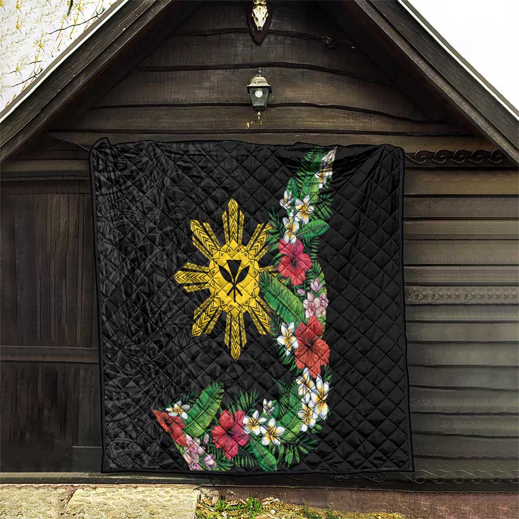 Tropical Hawaii and Philippines Quilt Kanaka Maoli and Sun Badge Batok Tattoo Colorful LT03 - Polynesian Pride