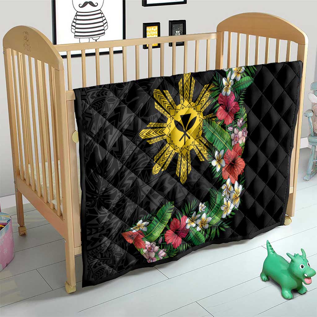 Tropical Hawaii and Philippines Quilt Kanaka Maoli and Sun Badge Batok Tattoo Colorful LT03 - Polynesian Pride