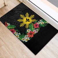 Tropical Hawaii and Philippines Rubber Doormat Kanaka Maoli and Sun Badge Batok Tattoo Colorful LT03 - Polynesian Pride