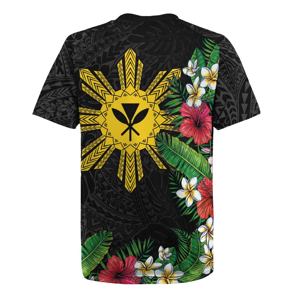 Tropical Hawaii and Philippines Rugby Jersey Kanaka Maoli and Sun Badge Batok Tattoo Colorful LT03 - Polynesian Pride
