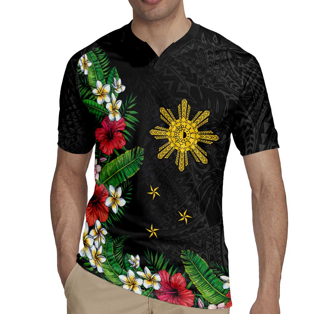Tropical Hawaii and Philippines Rugby Jersey Kanaka Maoli and Sun Badge Batok Tattoo Colorful LT03 - Polynesian Pride