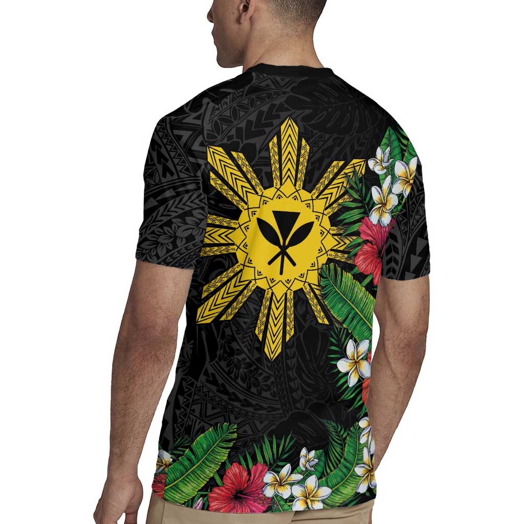 Tropical Hawaii and Philippines Rugby Jersey Kanaka Maoli and Sun Badge Batok Tattoo Colorful LT03 - Polynesian Pride