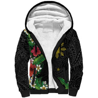 Tropical Hawaii and Philippines Sherpa Hoodie Kanaka Maoli and Sun Badge Batok Tattoo Colorful LT03 Unisex Black - Polynesian Pride