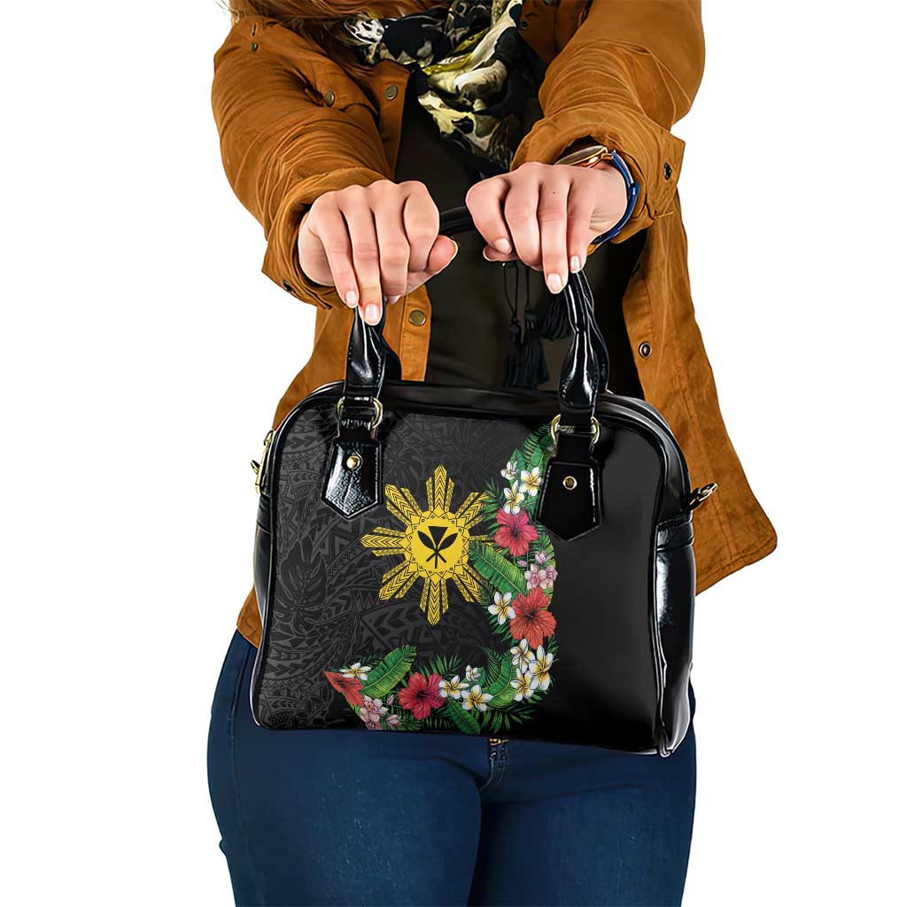 Tropical Hawaii and Philippines Shoulder Handbag Kanaka Maoli and Sun Badge Batok Tattoo Colorful LT03 One Size Black - Polynesian Pride