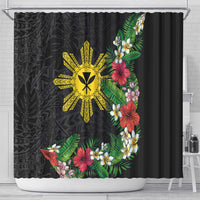 Tropical Hawaii and Philippines Shower Curtain Kanaka Maoli and Sun Badge Batok Tattoo Colorful LT03 - Polynesian Pride