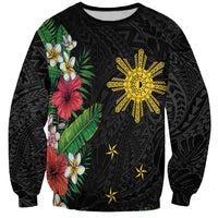Tropical Hawaii and Philippines Sweatshirt Kanaka Maoli and Sun Badge Batok Tattoo Colorful LT03 Unisex Black - Polynesian Pride