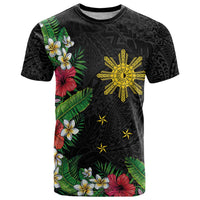 Tropical Hawaii and Philippines T Shirt Kanaka Maoli and Sun Badge Batok Tattoo Colorful LT03 Black - Polynesian Pride