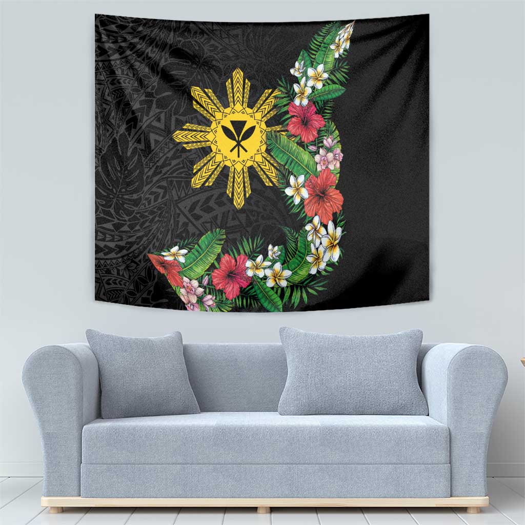 Tropical Hawaii and Philippines Tapestry Kanaka Maoli and Sun Badge Batok Tattoo Colorful LT03 - Polynesian Pride