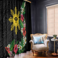 Tropical Hawaii and Philippines Window Curtain Kanaka Maoli and Sun Badge Batok Tattoo Colorful LT03 - Polynesian Pride
