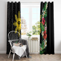 Tropical Hawaii and Philippines Window Curtain Kanaka Maoli and Sun Badge Batok Tattoo Colorful LT03 - Polynesian Pride