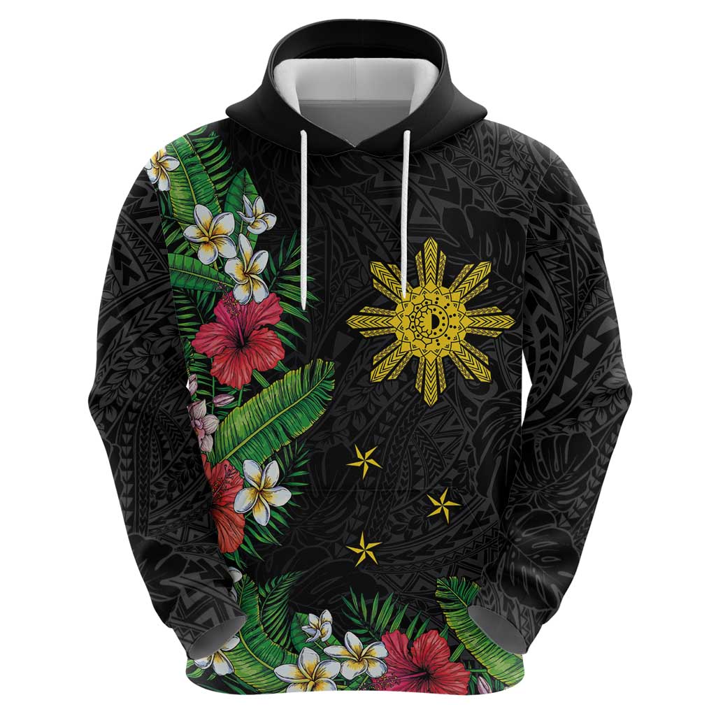 Tropical Hawaii and Philippines Zip Hoodie Kanaka Maoli and Sun Badge Batok Tattoo Colorful LT03 - Polynesian Pride