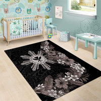 Tropical Hawaii and Philippines Area Rug Kanaka Maoli and Sun Badge Batok Tattoo Grayscale LT03 - Polynesian Pride
