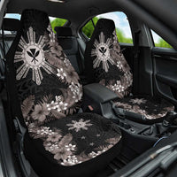 Tropical Hawaii and Philippines Car Seat Cover Kanaka Maoli and Sun Badge Batok Tattoo Grayscale LT03 One Size Black - Polynesian Pride