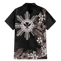 Tropical Hawaii and Philippines Family Matching Mermaid Dress and Hawaiian Shirt Kanaka Maoli and Sun Badge Batok Tattoo Grayscale LT03 - Polynesian Pride