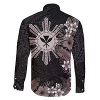 Tropical Hawaii and Philippines Family Matching Tank Maxi Dress and Hawaiian Shirt Kanaka Maoli and Sun Badge Batok Tattoo Grayscale LT03 - Polynesian Pride