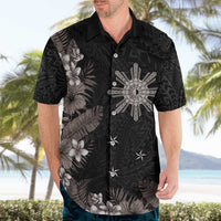 Tropical Hawaii and Philippines Hawaiian Shirt Kanaka Maoli and Sun Badge Batok Tattoo Grayscale LT03 - Polynesian Pride