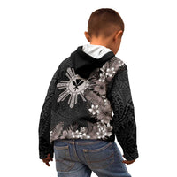 Tropical Hawaii and Philippines Kid Hoodie Kanaka Maoli and Sun Badge Batok Tattoo Grayscale LT03 - Polynesian Pride