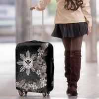 Tropical Hawaii and Philippines Luggage Cover Kanaka Maoli and Sun Badge Batok Tattoo Grayscale LT03 - Polynesian Pride