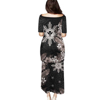 Tropical Hawaii and Philippines Puletasi Kanaka Maoli and Sun Badge Batok Tattoo Grayscale LT03 - Polynesian Pride