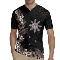 Tropical Hawaii and Philippines Rugby Jersey Kanaka Maoli and Sun Badge Batok Tattoo Grayscale LT03 - Polynesian Pride