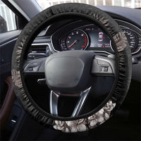 Tropical Hawaii and Philippines Steering Wheel Cover Kanaka Maoli and Sun Badge Batok Tattoo Grayscale LT03 - Polynesian Pride