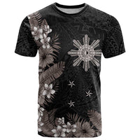 Tropical Hawaii and Philippines T Shirt Kanaka Maoli and Sun Badge Batok Tattoo Grayscale LT03 Black - Polynesian Pride