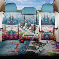 New Zealand Merry Christmas Back Car Seat Cover Kiwi Birds Snow Boarding-Vibrant Tropical Flower LT03 One Size White - Polynesian Pride