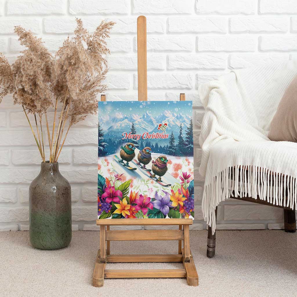 New Zealand Merry Christmas Canvas Wall Art Kiwi Birds Snow Boarding-Vibrant Tropical Flower LT03 - Polynesian Pride