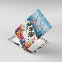 New Zealand Merry Christmas Canvas Wall Art Kiwi Birds Snow Boarding-Vibrant Tropical Flower LT03 With Frame White - Polynesian Pride