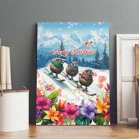 New Zealand Merry Christmas Canvas Wall Art Kiwi Birds Snow Boarding-Vibrant Tropical Flower LT03 - Polynesian Pride