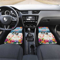 New Zealand Merry Christmas Car Mats Kiwi Birds Snow Boarding-Vibrant Tropical Flower LT03 Set 2pcs - Front White - Polynesian Pride