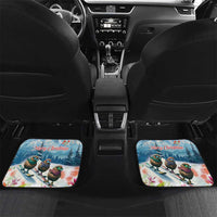 New Zealand Merry Christmas Car Mats Kiwi Birds Snow Boarding-Vibrant Tropical Flower LT03 Set 2pcs - Back White - Polynesian Pride