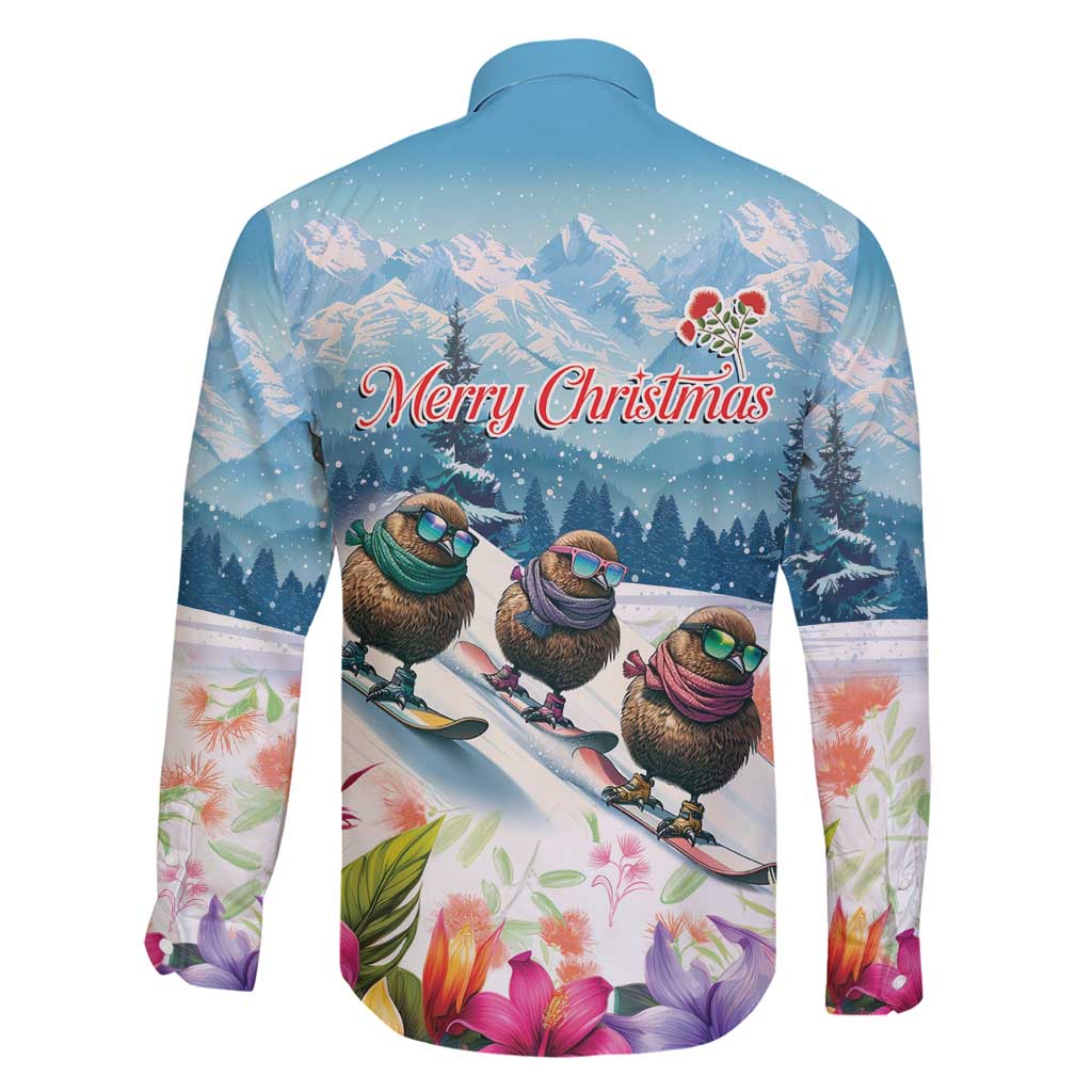 New Zealand Merry Christmas Family Matching Puletasi and Hawaiian Shirt Kiwi Birds Snow Boarding-Vibrant Tropical Flower LT03 - Polynesian Pride