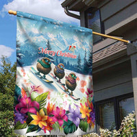 New Zealand Merry Christmas Garden Flag Kiwi Birds Snow Boarding-Vibrant Tropical Flower LT03 - Polynesian Pride