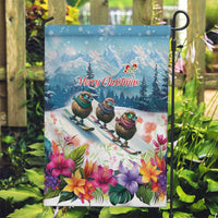 New Zealand Merry Christmas Garden Flag Kiwi Birds Snow Boarding-Vibrant Tropical Flower LT03 Garden Flag White - Polynesian Pride