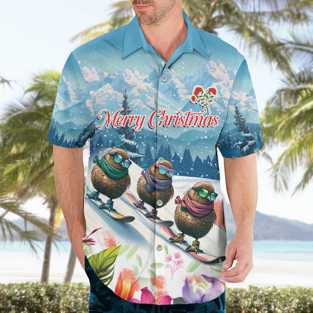 New Zealand Merry Christmas Hawaiian Shirt Kiwi Birds Snow Boarding-Vibrant Tropical Flower LT03 - Polynesian Pride