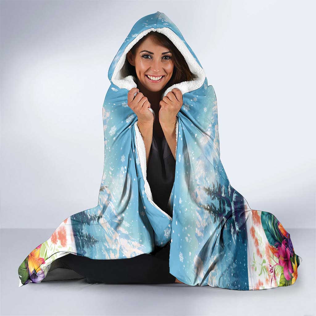 New Zealand Merry Christmas Hooded Blanket Kiwi Birds Snow Boarding-Vibrant Tropical Flower LT03 - Polynesian Pride