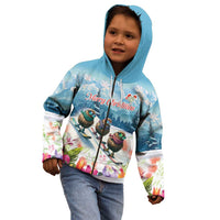 New Zealand Merry Christmas Kid Hoodie Kiwi Birds Snow Boarding-Vibrant Tropical Flower LT03 - Polynesian Pride