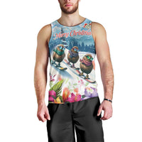 New Zealand Merry Christmas Men Tank Top Kiwi Birds Snow Boarding-Vibrant Tropical Flower LT03 - Polynesian Pride