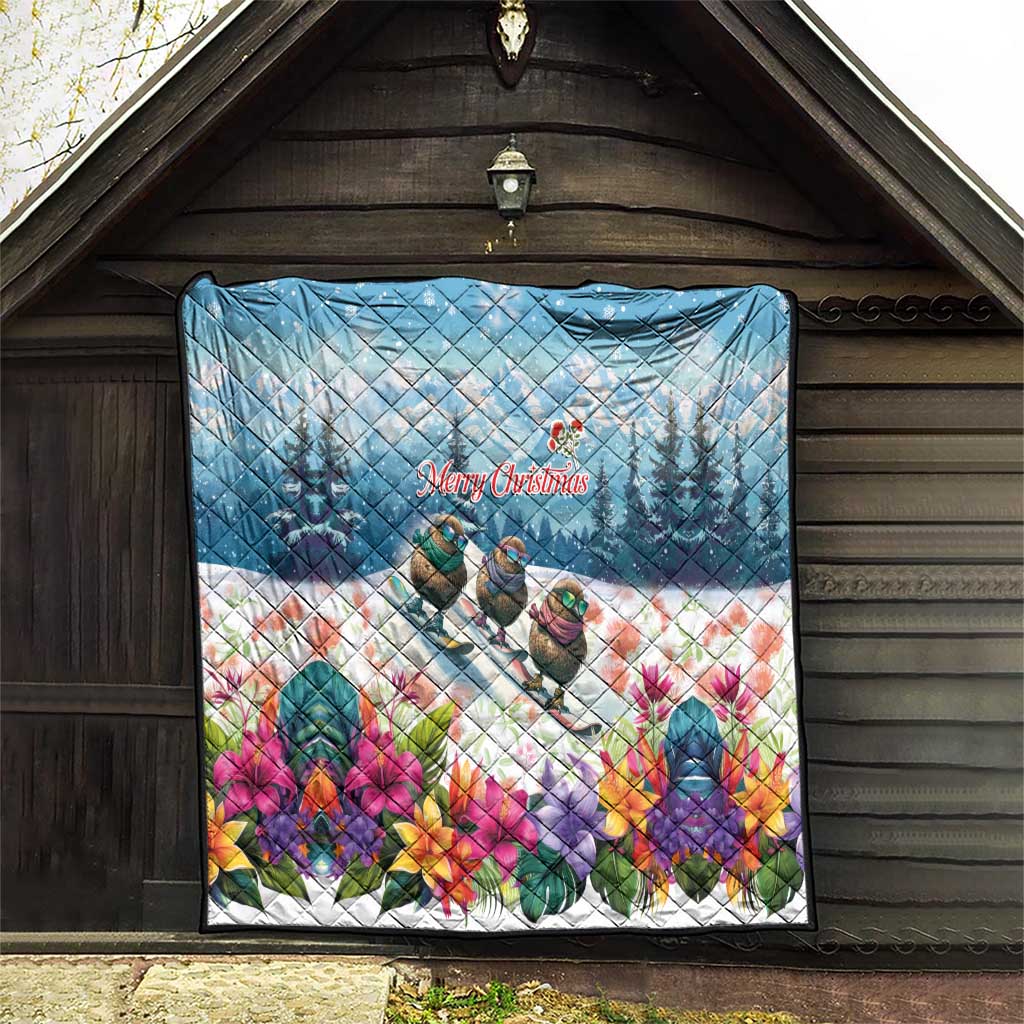 New Zealand Merry Christmas Quilt Kiwi Birds Snow Boarding-Vibrant Tropical Flower LT03 - Polynesian Pride