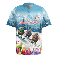 New Zealand Merry Christmas Rugby Jersey Kiwi Birds Snow Boarding-Vibrant Tropical Flower LT03 White - Polynesian Pride