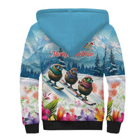 New Zealand Merry Christmas Sherpa Hoodie Kiwi Birds Snow Boarding-Vibrant Tropical Flower LT03 - Polynesian Pride