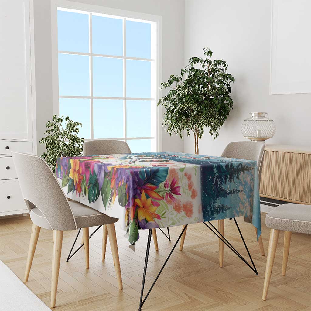New Zealand Merry Christmas Tablecloth Kiwi Birds Snow Boarding-Vibrant Tropical Flower LT03 - Polynesian Pride
